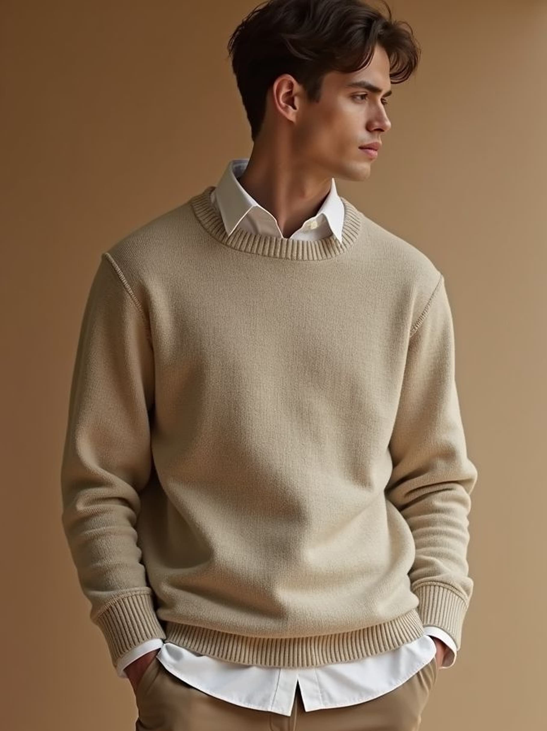 Men Beige Sweater